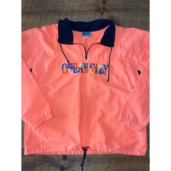 Mens‎ Uzzi Amphibious Gear Vintage 90s Neon Orange Ocean City Jacket Size S/M - Picture 1 of 11